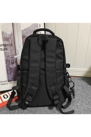 Novahub Oxford Bez Basit Seyahat Sırt Çantası Düz Renk Ortaokul Öğrencileri Okul Çantası 45x31x18cm Siyah, Küçük Boy Siyah