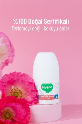 Siveno %100 Doğal Roll On Teen Girl Genç Kız Deodorant Ter Kokusu Önleyici Bitkisel Leke Bırakmayan Vegan 50 ML
