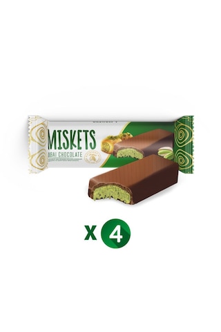 Miskets Antep Fıstıklı Çıtır Kadayıflı Dolgulu Dubai Çikolatası 4 x 25 G
