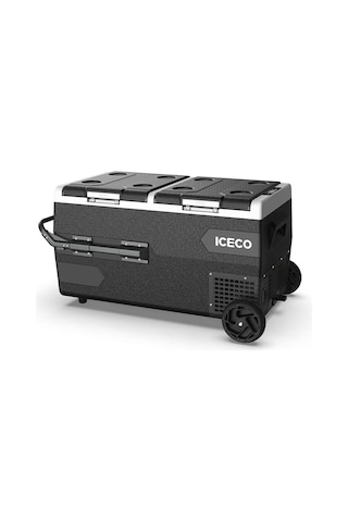 ICECO K75D 12/24Volt 75 Litre Akülü/Kablolu/ Çift Bölmeli Kompresörlü Tekerlekli Outdoor Oto Buzdolabı/Dondurucu (Akü Dahil Değildir)