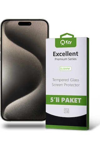 Apple iPhone 15 Pro Max Uyumlu İle Temperli Ekran Koruyucu Kırılmaz Cam Ekonomik 5'li Paket