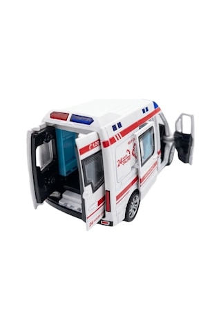 Sürmeli Sesli Işıklı Oyuncak Ambulans Kapıları Açılabilen Yan Kapı Sürgülü 15 Cm 45203 Çok Renkli
