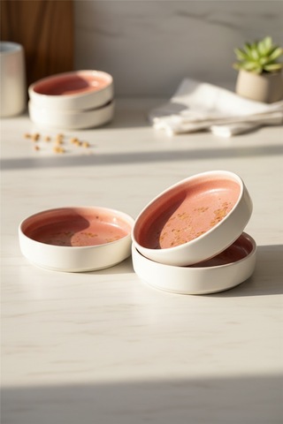 Elipse Shape Rosa Tabak 9 Cm Şık Ve Modern Porselen Sunum Tabağı