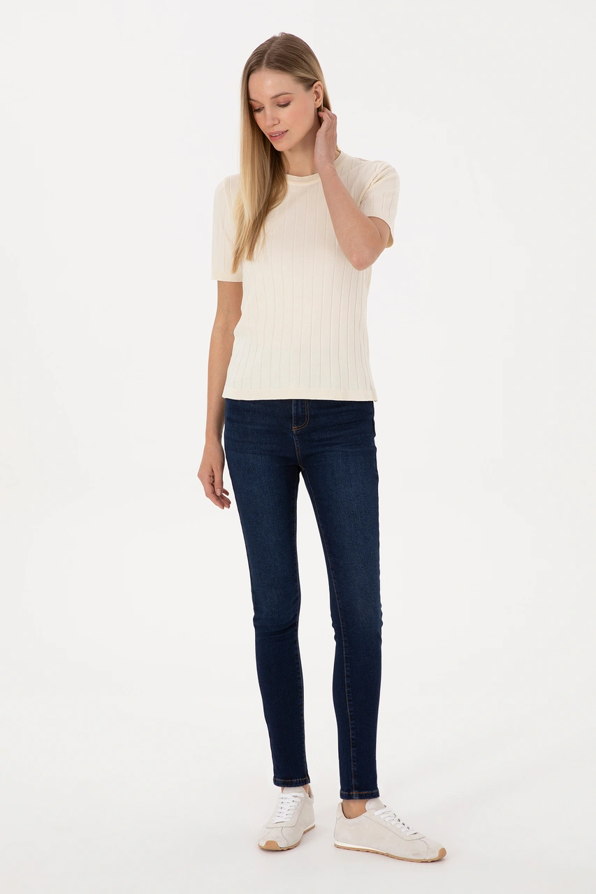 U.S. Polo Assn. Kadın Koyu Mavi Skinny High Waist Fit Jean Pantolon 50316591-DN0023