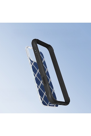 Apple Uyumlu iPhone 16 Pro Max Kılıf M-safe Şarj Özellikli Youngkit Argyle Serisi Kapak Mavi
