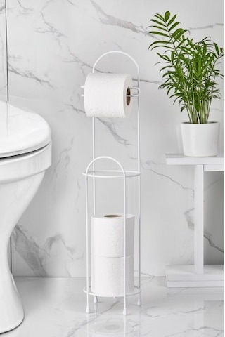 Ferforje Wc Tuvalet Kağıtlık Beyaz Açık Gri
