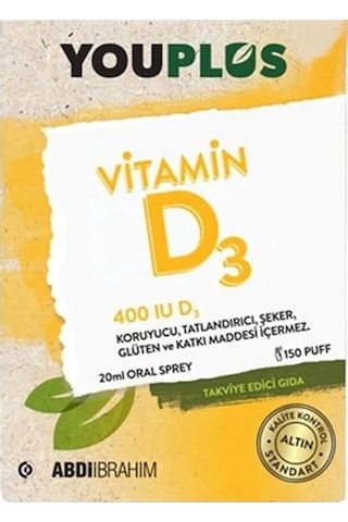 Youplus 400 Vıt D3 20 Ml Sprey 1+1 Kofre Youplus 400 Vıt D3 20 Ml Sprey 1+1 Kofre