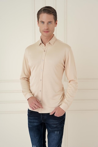 Efor G 1583 Slim Fit Bej Klasik Gömlek Bej
