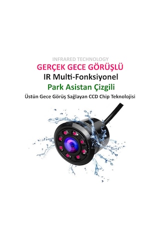 Audiomax Geri Görüş Kamerası Ir Ledli Gece Görüş Park Çizgi