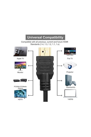 4K 1M Metre 4K 3D Ultra Hd Ethernet Destekli Altın Uç Hdmi Kablo