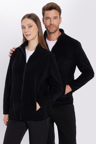 Tudors Unisex Siyah Anti-pilling Tüylenme Yapmayan Standart Fit Tam Fermuarlı Soğuk Geçirmez Polar Hırka-32472 Sİyah