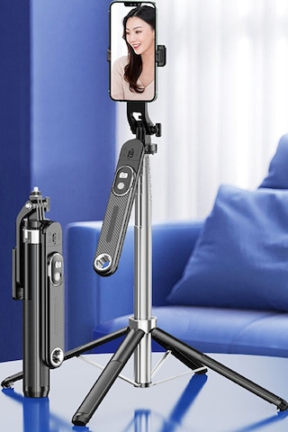 Bluetooth Kumandalı 180cm Tripod Selfie Çubuğu / Go Pro Uyumlu / 360 Pan Kolu Özellikli