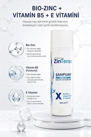 Zinterax Vitaminb5 Şampuan Kepek, Pullanma-onarıcı Bakım Kompleksi Hassas Saç Derisi 200 Ml
