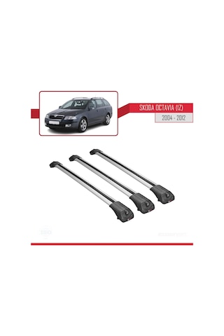 Skoda Octavia 1z 2004-2012 Arası İle Uyumlu Ace-1 Ara Atkı Tavan Barı Gri 3 Adet Bar
