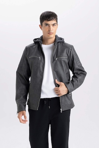 DeFacto Slim Fit Suni Deri Mont Dar Kesim Kapüşonlu Fermuarlı R2523AZ25SPAR110