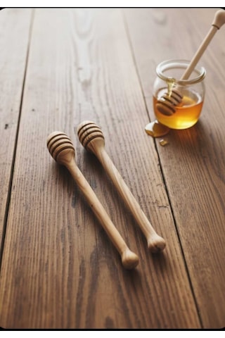 Zeytin Ağacı Ahşap Bal Kaşığı 16 Cm Doğal & Sağlıklı Sunum 2 Adet
