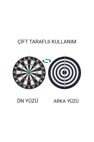 15 İnç Dart Tahtası Büyük Boy Çift Taraflı Dart Oyun Seti 6 Oklu