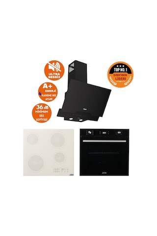 Afm Tech Ve Ferre Epu Sessiz Elektrikli Vitro Siyah Dijital D063-SA + V6-05 + FM7700 Ankastre Set