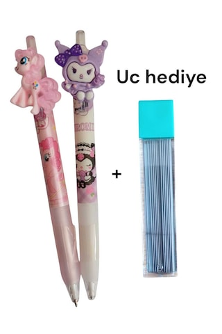 Belkıss Dönen Başlıklı Kuromi-unicorn Desenli Uçlu Kalem 0.7 Uç Hediyeli 2 Adet