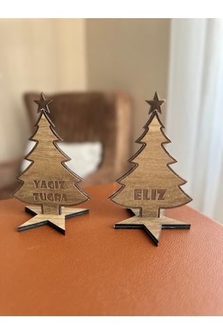 Ahşap Yılbaşı Ağacı Dekor Masaüstü Hediyelik- İsimli Yılbaşı Hediyesi