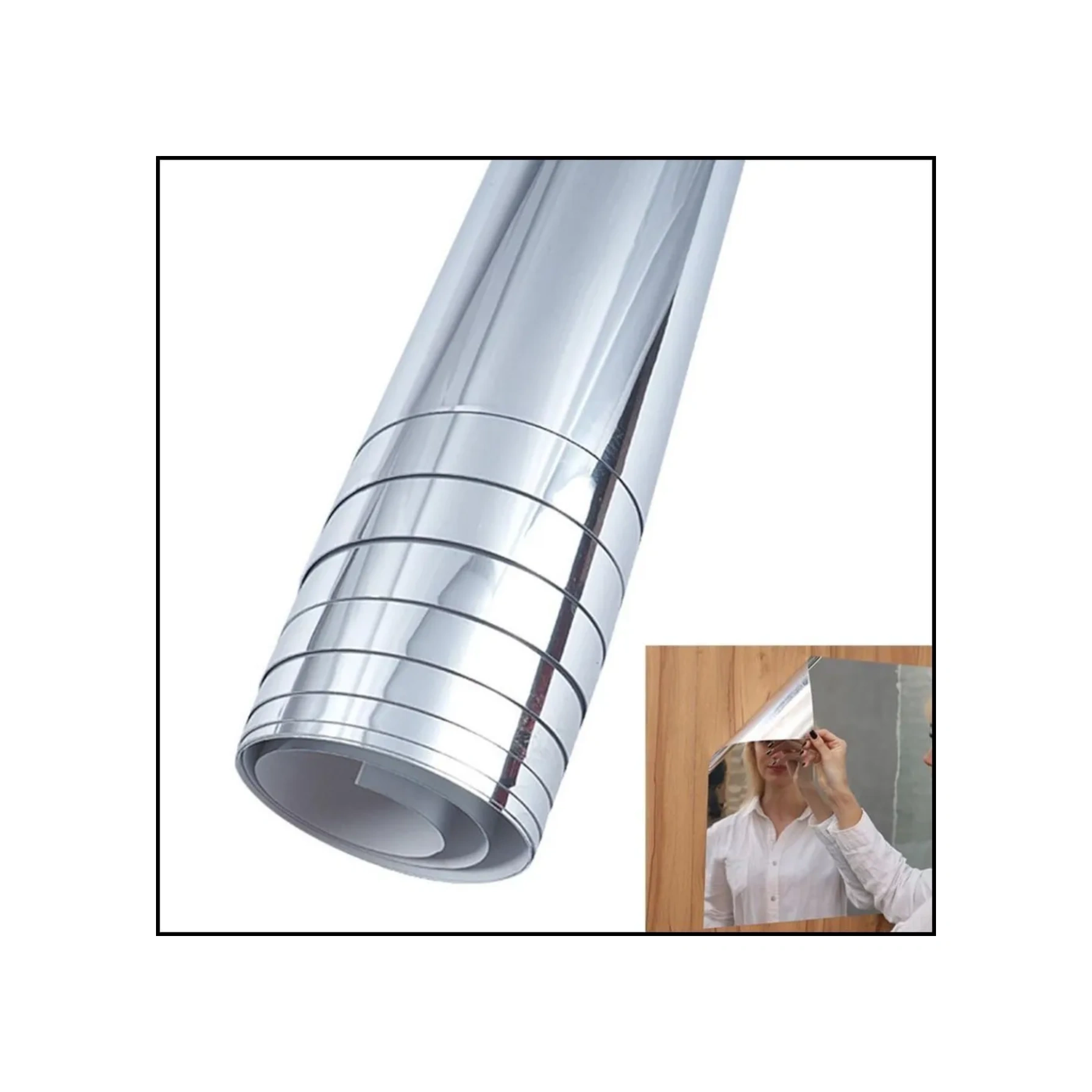 Yaleker Banyo İçin Pet Materyalli 50x100 Cm Otostik Yalıtkan Duvar Ayna - Kolay Kurulum, Suya Ve Yağa Dayanıklı Dekoratif Ayna 1 Adet Gümüş