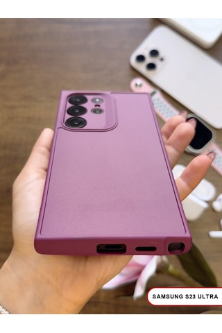 Samsung Galaxy S23 Ultra Uyumlu Kamera Korumalı Darbeye Dayanıklı Renk Atmayan Keep Silikon Kılıf Mor