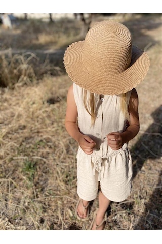 Cigit Sarh Keten Kolsuz Tulum 2-6 Naturel Beyaz