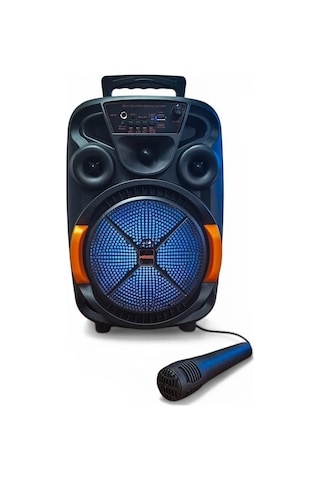 Upway Led Işıklı Mikrofonlu Şarjlı Bluetooth Hoparlör 10w Tf Usb Aux Tws 8 İnç Bass Woofer