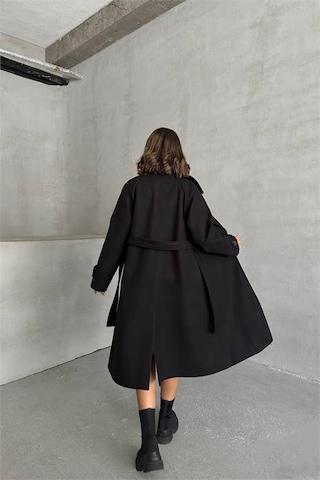 Neşeli Butik Kadın Astarlı Siyah İthal Kaşe Kaban Nbg048 Siyah