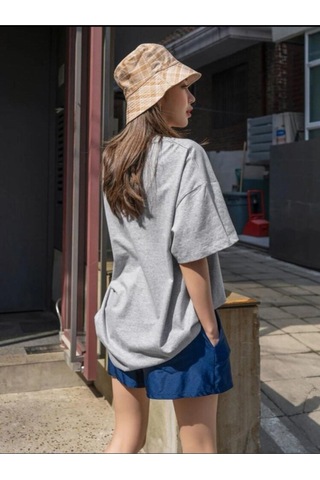 Kadin Gri Oversize Wonderful Baskılı T-shirt Gri-67865