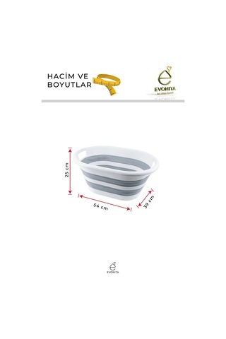 Katlanabilir Çamaşır Leğeni 25 Lt Akordiyon Sepet Yer Kaplamaz Katlanır Banyo Organizer Gri