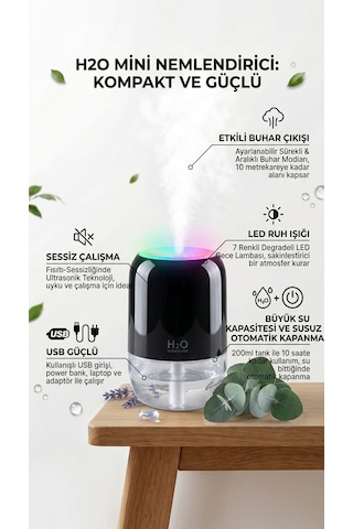 Taşınabilir Mini USB Hava Nemlendirici & Aroma Difüzör - Araç, Ofis ve Bebek Odası İçin Sessiz Buhar Üfleyici