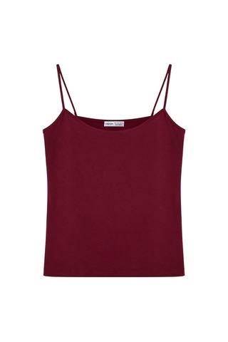 Vadon 1007 Kadın Pamuklu Slim Fit İnce Askılı Yumuşak Dokulu Basic Atlet Body Bordo