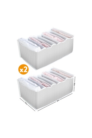 Esti 2 Adet - 8 Gözlü Çekmece Içi Akordiyon Organizer - Large 24 X 37 X 18 Gri-beyaz-2l