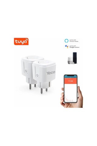 Yeco Sp-16 Akıllı Priz, Wi-fi Uyumlu, Telefonla Kontrol, 16a Akım Koruma, Enerji İzleme, 2 Adet 2 Adet