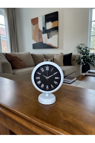 Büro Ev Ofis Hediyesi İçin 20x25cm Beyaz Carbon Roman Metal Masa Saati Diğer