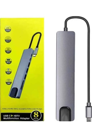 Techmrt Apple MacBook Pro/air Uyumlu Usb Type-c 8 In 1 Hub Dönüştürücü Çevirici Çoklayıcı Usb Hdmı Micro S