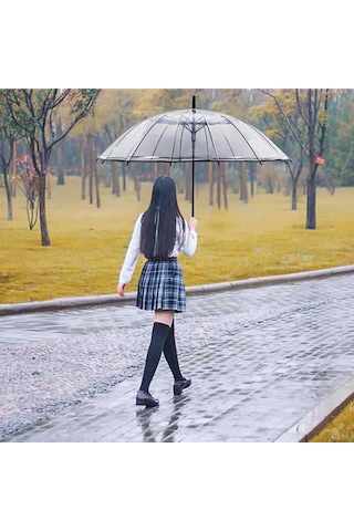 Şeffaf Şemsiye Uzun Saplı Şeffaf Şemsiye, İnternet Ünlüsü Şemsiyesi, Düz Direkli, Çevre Dostu Şemsiye, Baskılı Logo, Japon Ve Kore Şeffaf Şemsiye Beyaz. Beyaz
