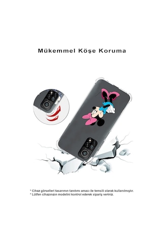 Huawei Y9 Prime 2019 Köşe Korumalı Antişok Kapak Minnie Mouse Tasarımlı Şeffaf Kılıf