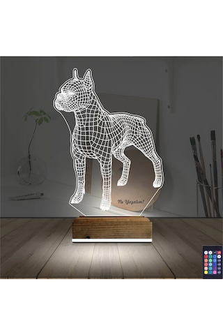 Luvivia Köpek Boxer Kişiye Özel 3d Lamba - Masa Gece Lambası Şeffaf