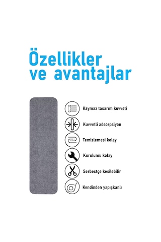 Halifleks Yapışkan Tabanlı Merdiven Basamak Paspası Rip Halı Kaymaz Tabanlı - Füme Null