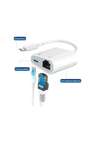 Pmr Lightning Rj45 Ethernet Çevirici 2 In 1 Ethernet Ve Liğhtning Şarj Girişi 10/100