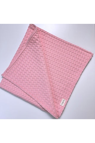 Yenidoğan Bebek Battaniyesi, Organik %100 Pamuk Bebek Pikesi, Çok Amaçlı Örtü, Pembe-sarı, 75x75 Cm
