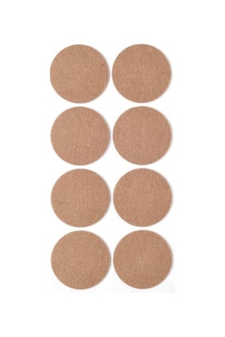 Kahverengi 8 Adet Yapışkanlı Sandalye, Masa, Koltuk Altı Parke Koruma Keçesi, Yuvarlak, 5 Cm