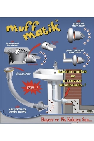 Muff Matik Koku Giderici Lavabo Sifon Kokumatik Çekvalf Lavabo Koju Önleyici