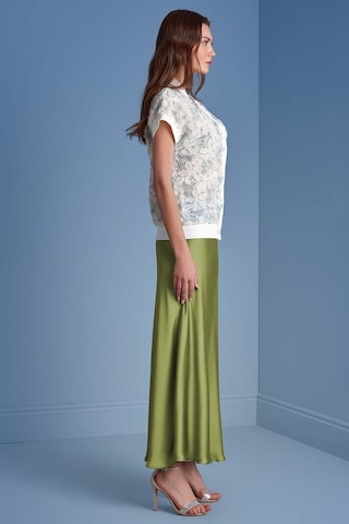 Evaze Yeşil Saten Etek Yeşil