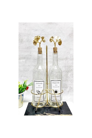 Şeffaf Yağlık Akıtmaz Ginko Model Mantar Tıpalı 750ml Yağdanlık V