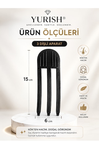 Kadın Ve Erkek 3 Dişli Siyah Kabarık Saç Kaldırma Kök Volüm Isısız Şekillendirici Tarak Perçem Hacim Tarağı 0