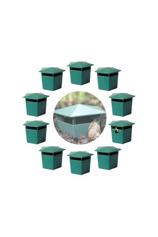 Teltree 10 Adet Yeşil Plastik Bahçe Salyangoz Tuzağı - Ekonomik Ve Çevre Dostu Bitki Koruyucu Alet 10x6x7cm