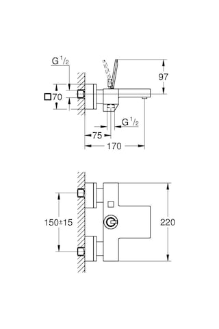 Grohe Eurocube Joy Banyo Bataryası-23666000 Krom